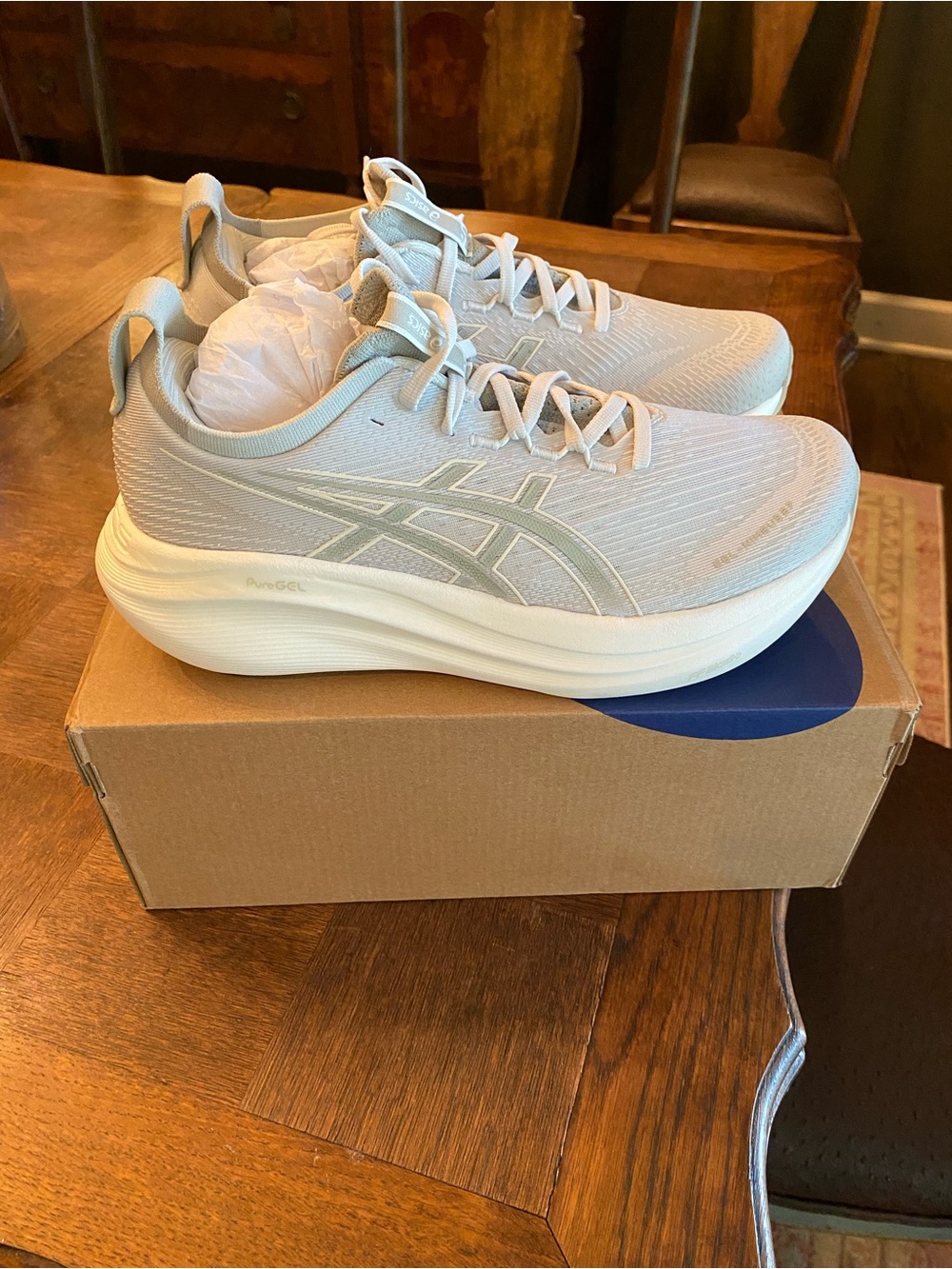 ASICS Women's Athletic Running Shoes in Light Gray and Cream
